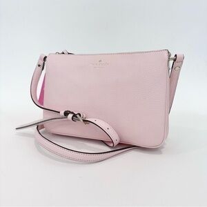 Kate Spade Jackson Triple Gusset Pebbled Leather Crossbody Bag Peach Puff Pink